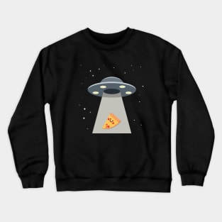Alien Pizza Abduction Spaceship Crewneck Sweatshirt